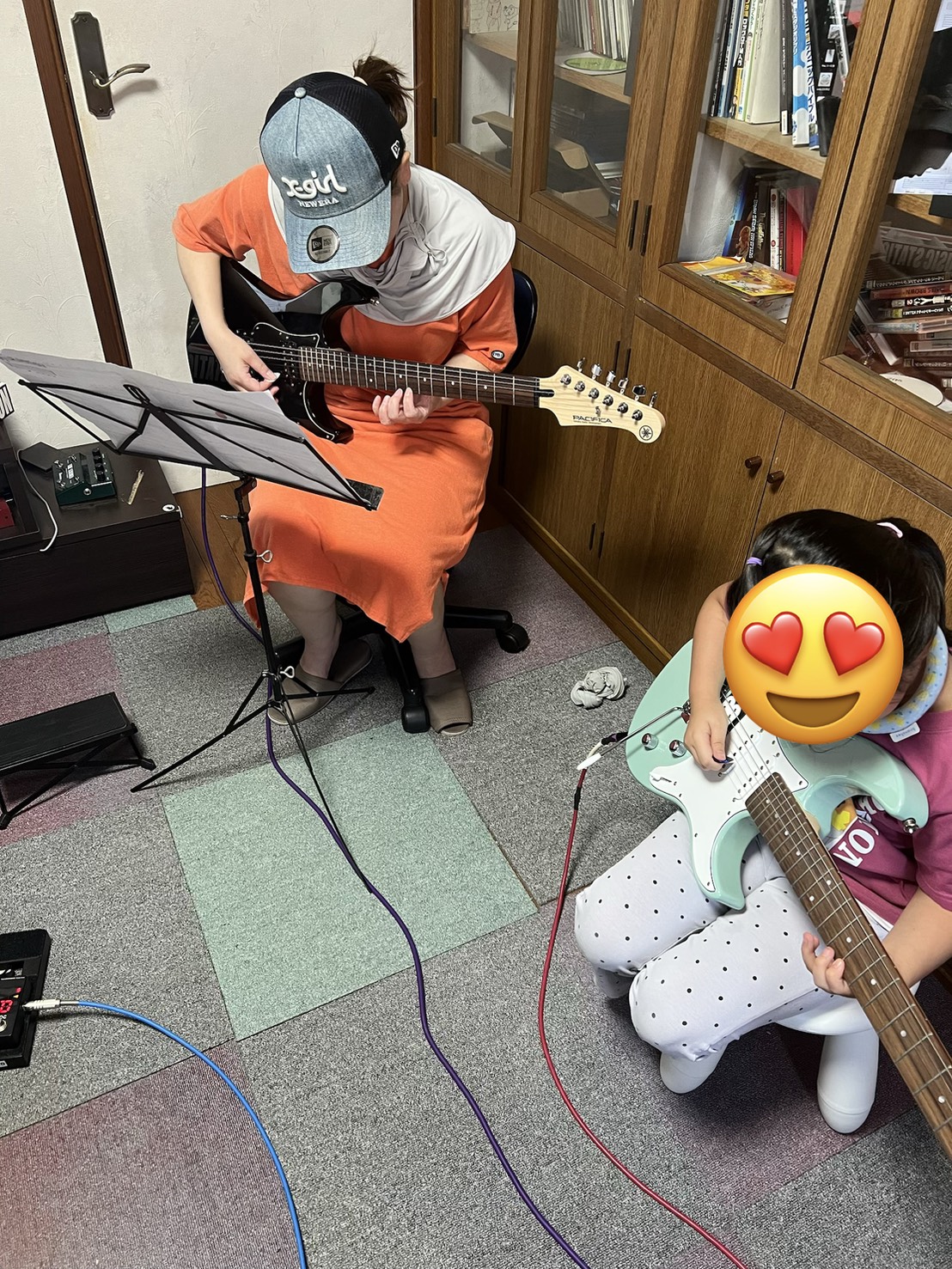母娘エレキギターレッスン